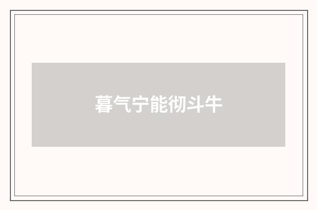 暮气宁能彻斗牛