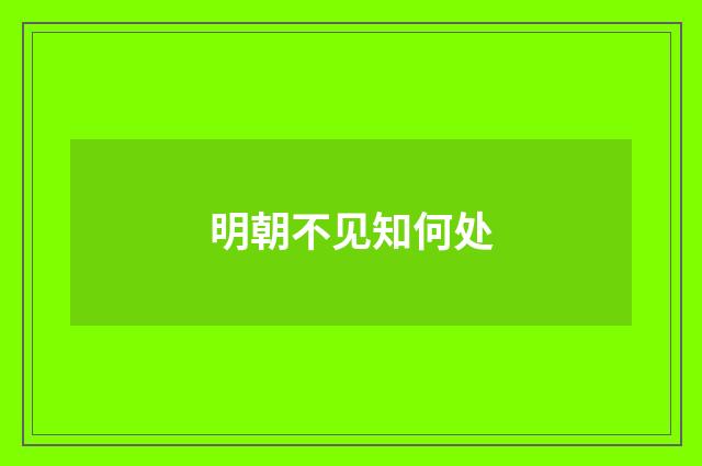明朝不见知何处
