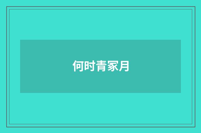 何时青冢月
