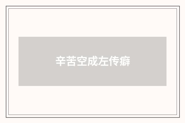 辛苦空成左传癖