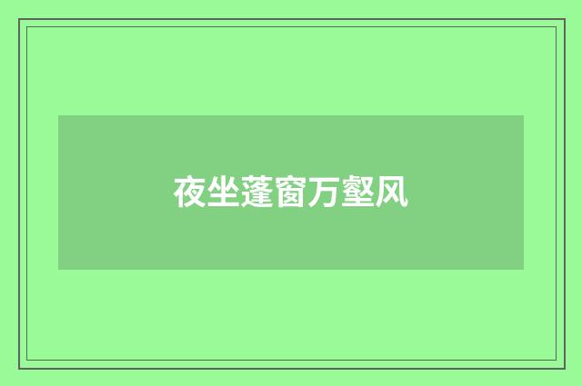 夜坐蓬窗万壑风