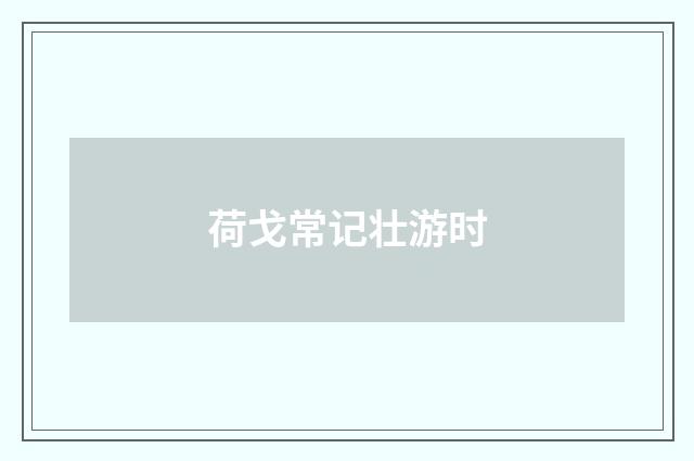 荷戈常记壮游时