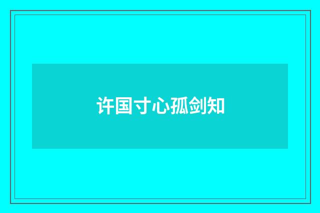 许国寸心孤剑知