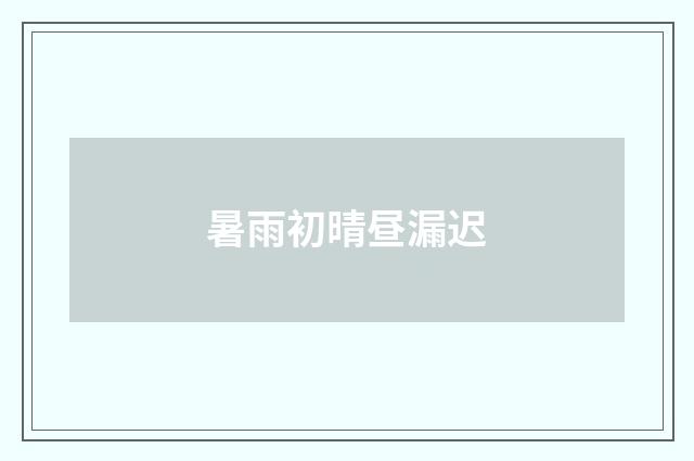 暑雨初晴昼漏迟