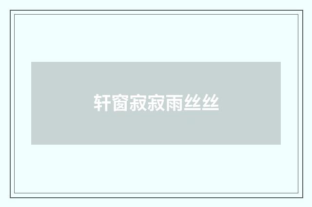 轩窗寂寂雨丝丝