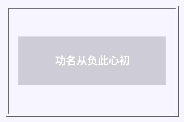功名从负此心初