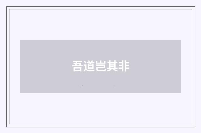 吾道岂其非