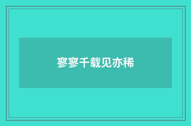寥寥千载见亦稀