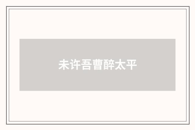 未许吾曹醉太平