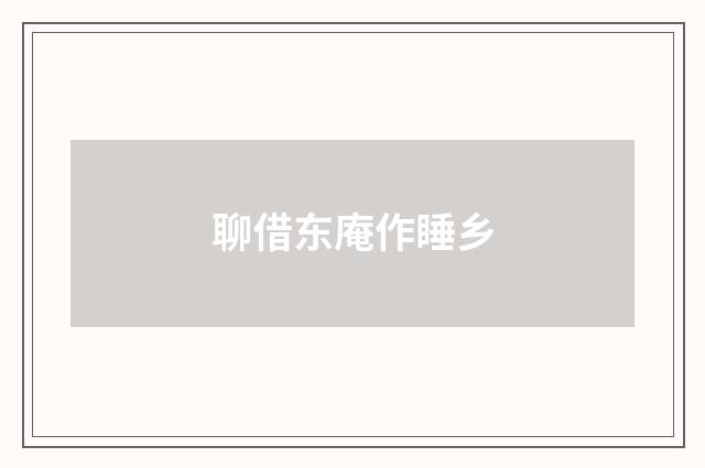 聊借东庵作睡乡