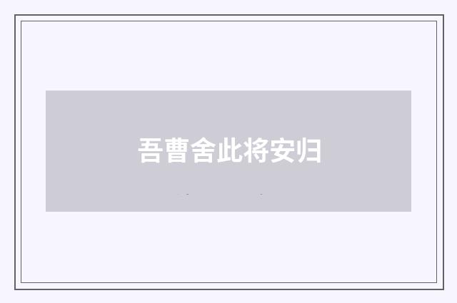 吾曹舍此将安归