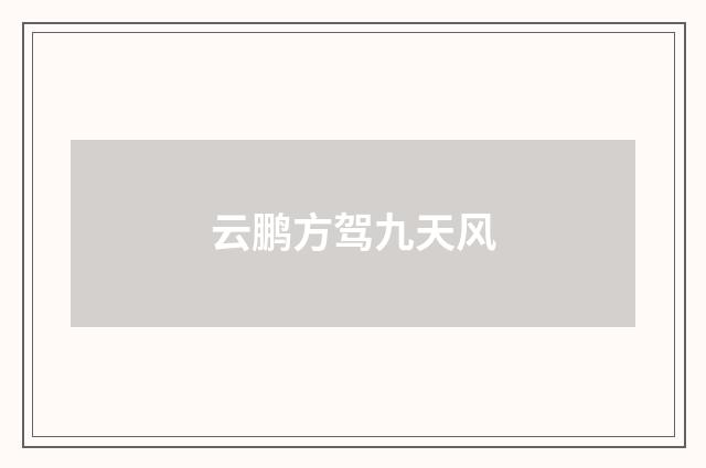 云鹏方驾九天风