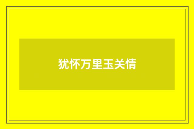 犹怀万里玉关情