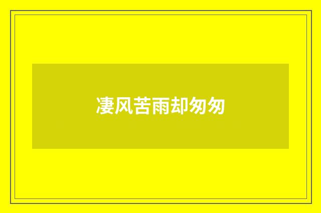 凄风苦雨却匆匆
