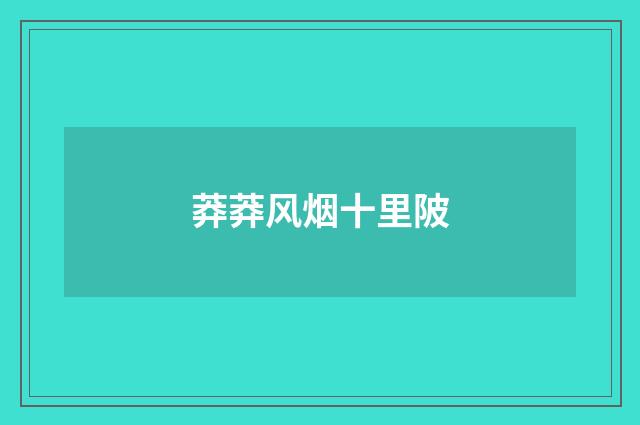 莽莽风烟十里陂