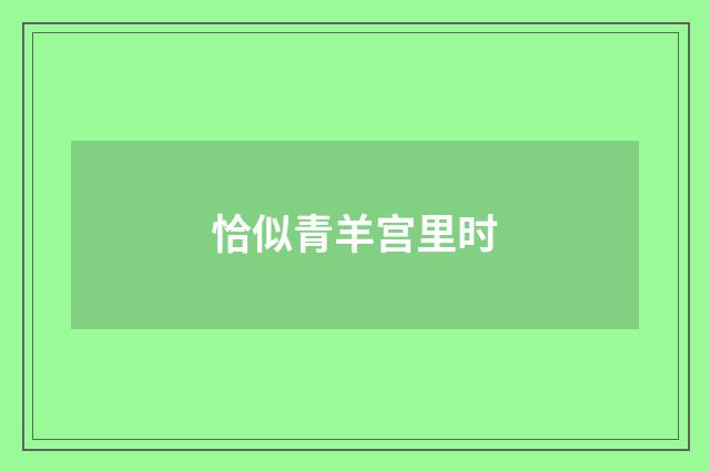 恰似青羊宫里时