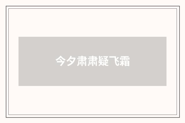 今夕肃肃疑飞霜
