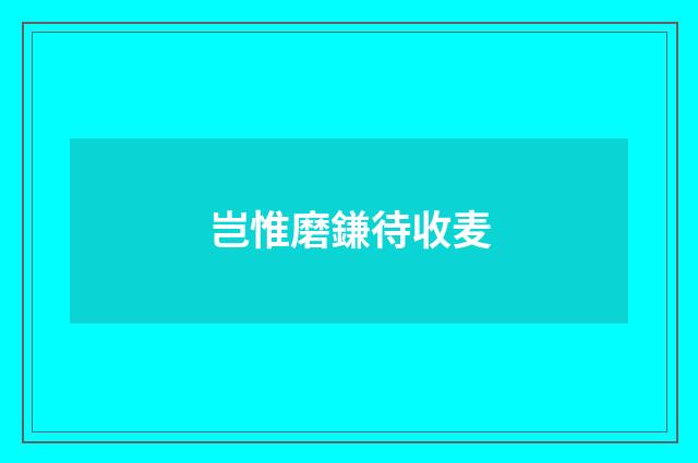 岂惟磨鎌待收麦