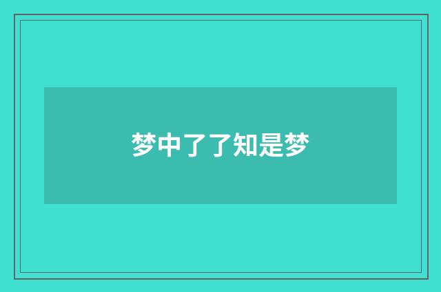 梦中了了知是梦