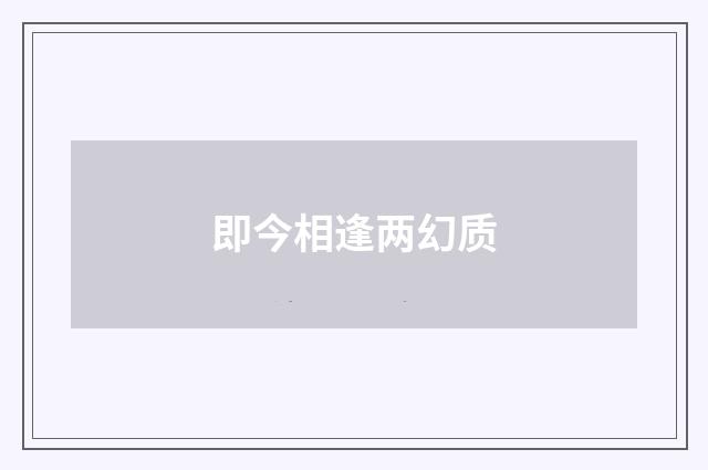 即今相逢两幻质
