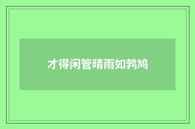 才得闲管晴雨如鹁鸠