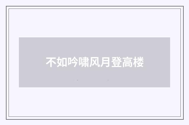 不如吟啸风月登高楼