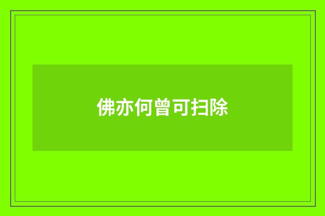佛亦何曾可扫除