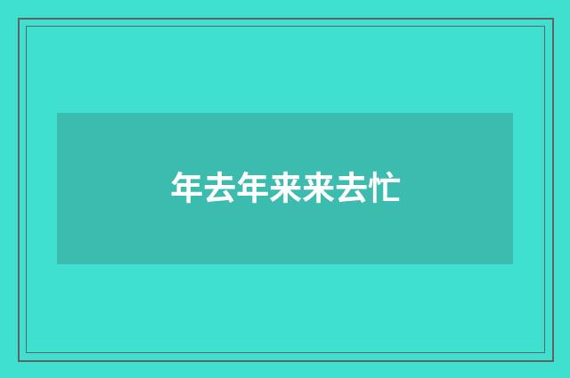 年去年来来去忙