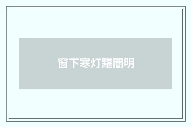窗下寒灯黮闇明