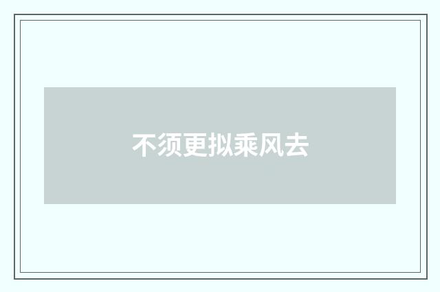 不须更拟乘风去