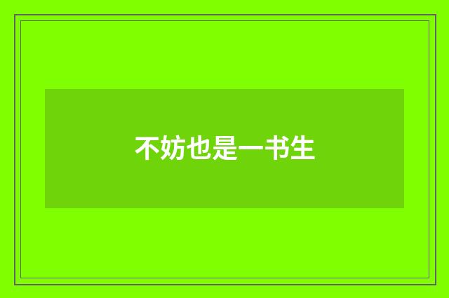 不妨也是一书生