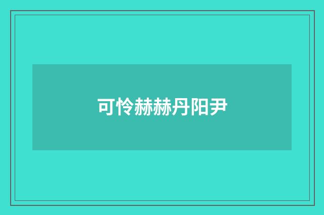 可怜赫赫丹阳尹
