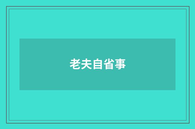 老夫自省事