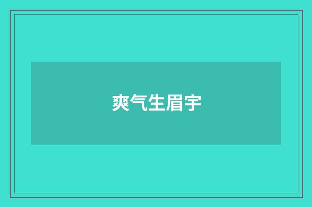 爽气生眉宇