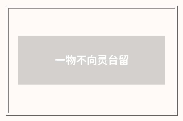 一物不向灵台留