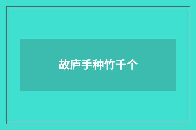 故庐手种竹千个