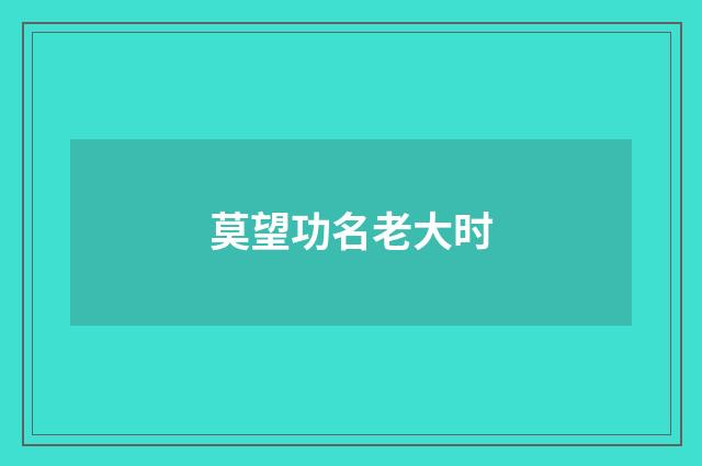 莫望功名老大时