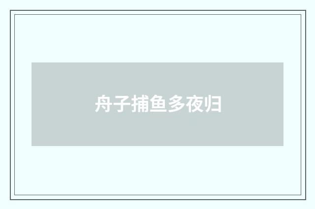 舟子捕鱼多夜归