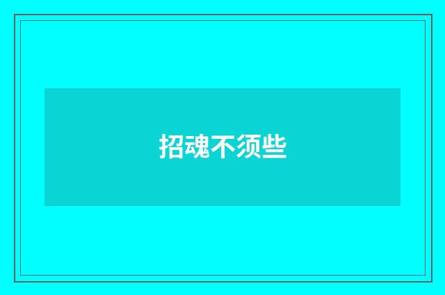 招魂不须些