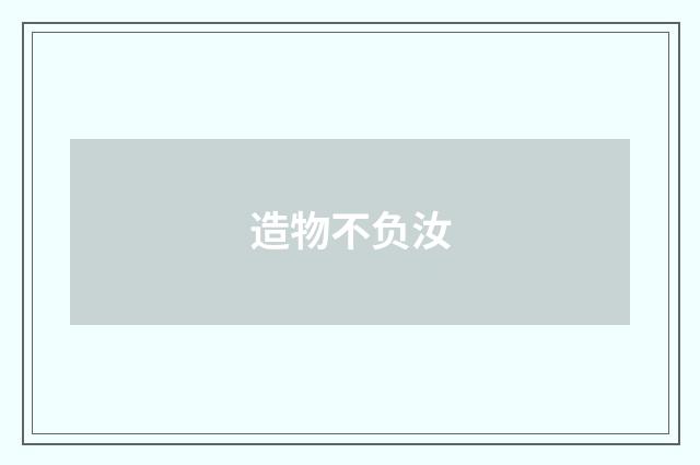 造物不负汝