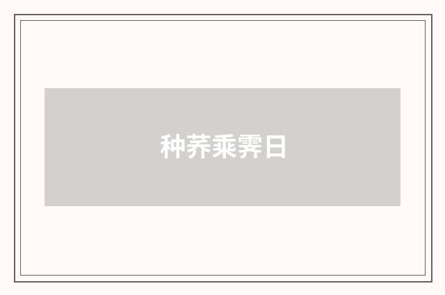种荞乘霁日