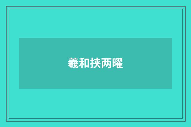 羲和挟两曜