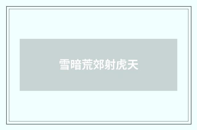 雪暗荒郊射虎天