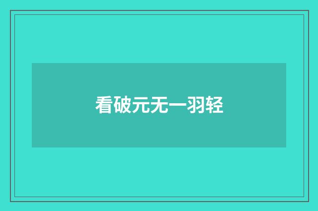 看破元无一羽轻