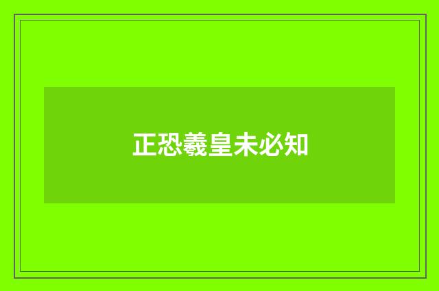 正恐羲皇未必知