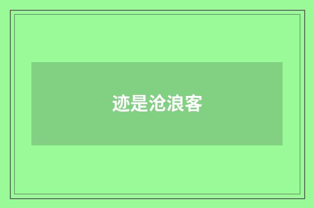 迹是沧浪客