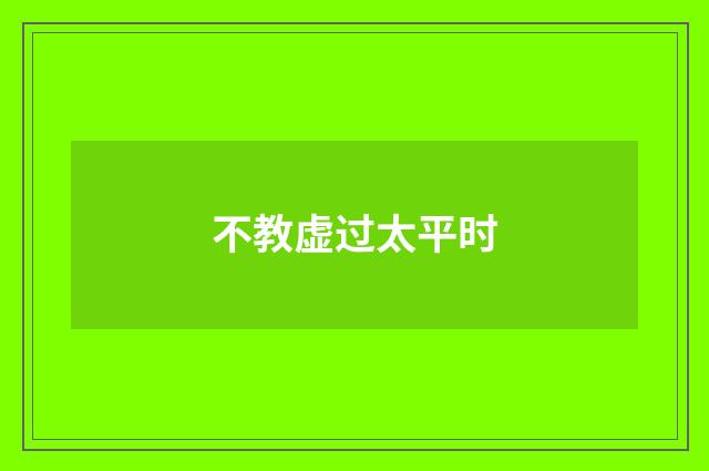 不教虚过太平时