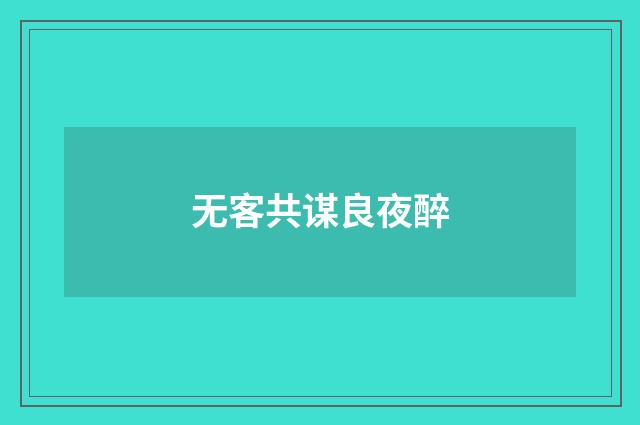 无客共谋良夜醉