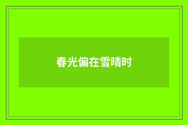 春光偏在雪晴时