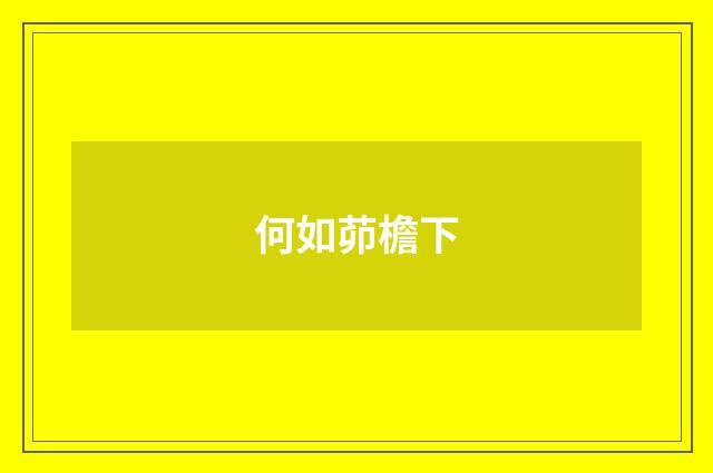 何如茆檐下